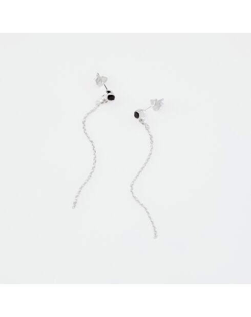 Boucles d'Oreilles Argent Mahalia Onyx Noir