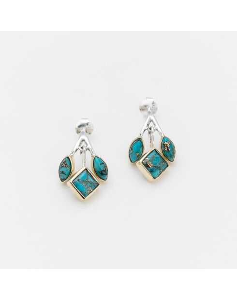 Pendientes Candice, turquesa, cobre, plata y latón