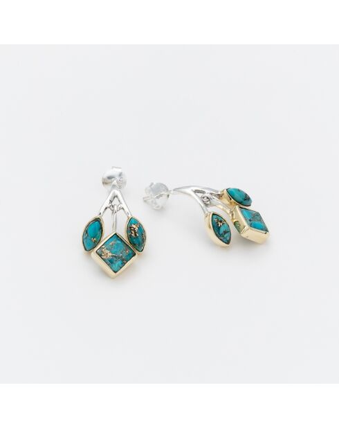 Pendientes Candice, turquesa, cobre, plata y latón