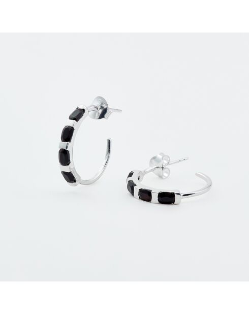 Boucles d'Oreilles Argent Nayia Onyx Noir