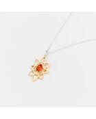 Collana in argento e ottone con vetro colorato arancione Hanie