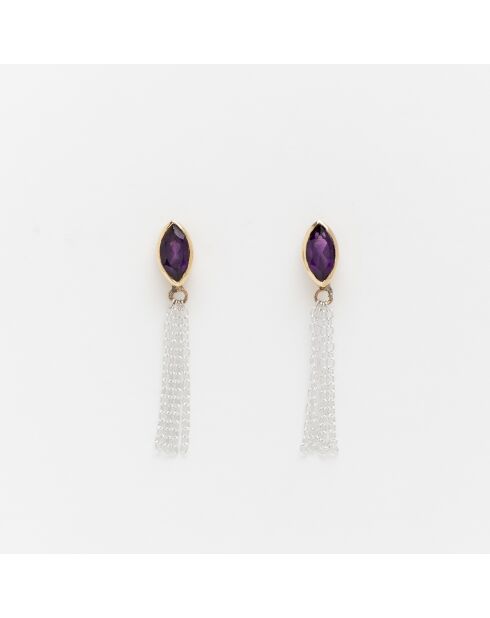 Boucles d'Oreilles en Argent et Laiton violettes