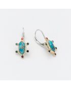 Boucles d'Oreilles Argent et Laiton Soline Turquoise Copper et Oxyde de Zirconium