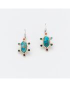 Boucles d'Oreilles Argent et Laiton Soline Turquoise Copper et Oxyde de Zirconium