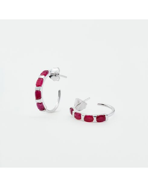 Boucles d'Oreilles Argent Nayia Sillimanite Teintée Rouge Rose