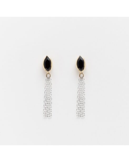 Boucles d'Oreilles Argent et Laiton Isy Onyx Noir