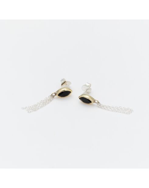 Boucles d'Oreilles Argent et Laiton Isy Onyx Noir