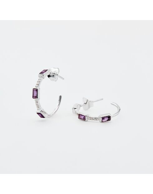 Boucles d'Oreilles Argent Liana Améthyste Violette et Oxyde de Zirconium