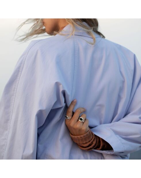 Bague Triple Argent et Laiton, Labradorite gris/jaune