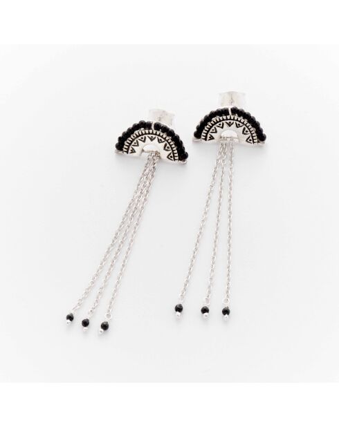 Boucles d'Oreilles Argent Adriel Onyx Noir