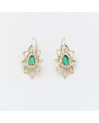 Boucles d'Oreilles Argent et Laiton Hanie Verre Teinté Vert