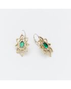 Boucles d'Oreilles Argent et Laiton Hanie Verre Teinté Vert