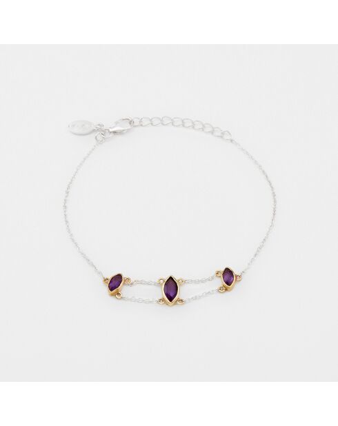 Bracelet Argent et Laiton Isy Améthyste Violette