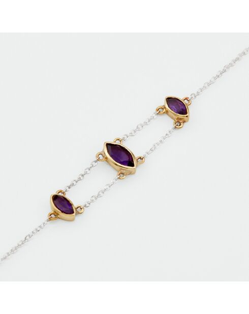 Bracelet Argent et Laiton Isy Améthyste Violette