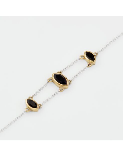 Pulsera de plata y latón negro