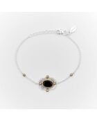 Bracciale Flavie in argento e ottone, onice nero e perla bianca sintetica