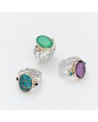 Bague Argent et Laiton, Chrysoprase verte