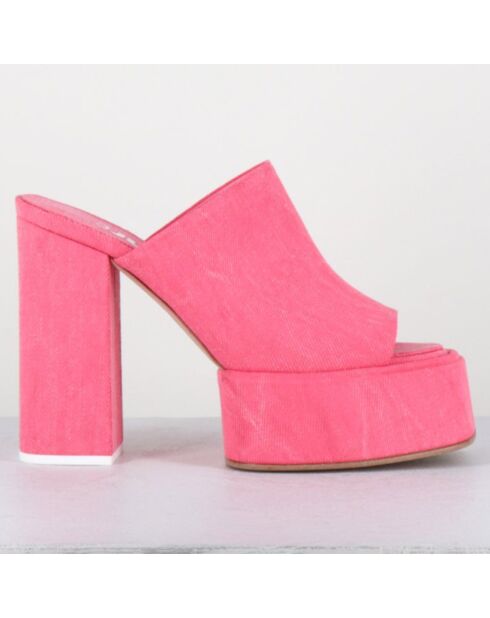 Mules en Jean Sue roses - Talon 11.5 cm