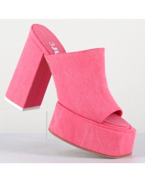 Mules en Jean Sue roses - Talon 11.5 cm
