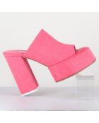 Mules en Jean Sue roses - Talon 11.5 cm
