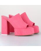 Mules en Jean Sue roses - Talon 11.5 cm