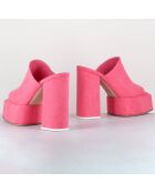Mules en Jean Sue roses - Talon 11.5 cm