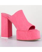 Mules en Jean Sue roses - Talon 11.5 cm