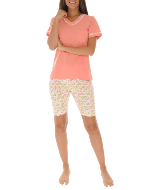 Pyjama court en maille Giliane rose