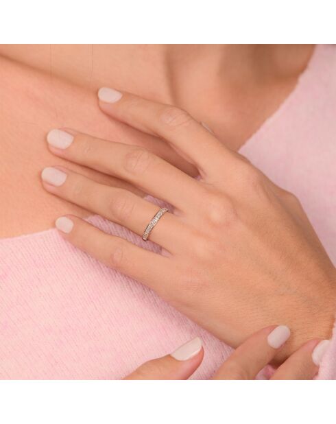 Bague Alliance Granité Diamants 0.2 ct or blanc