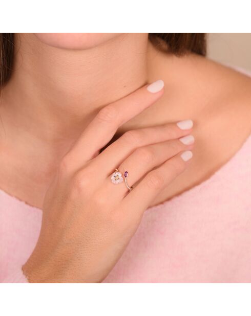Bague Prisca Diamants 0.05 ct & Mix Pierres 0.81 ct or jaune