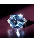 Bague Blue Light Topaze blanche 0.24 ct & Topaze bleue 7.74 ct or blanc