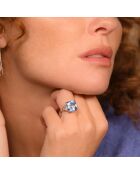 Bague Blue Light Topaze blanche 0.24 ct & Topaze bleue 7.74 ct or blanc