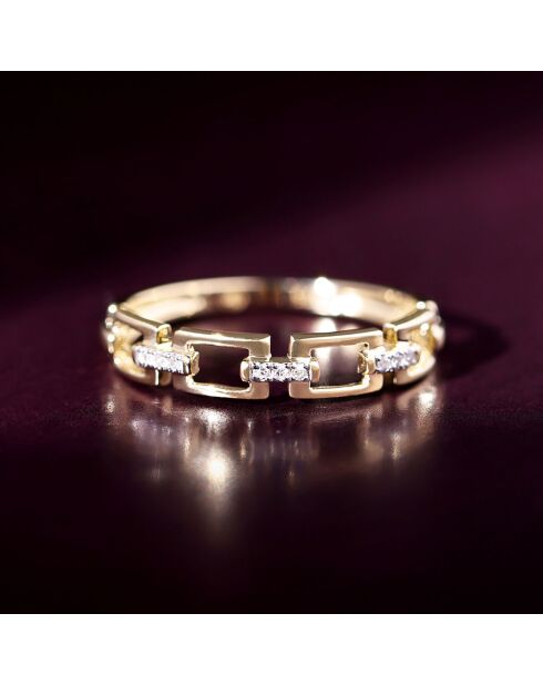 Bague Maillage Diamants 0.01 ct or jaune