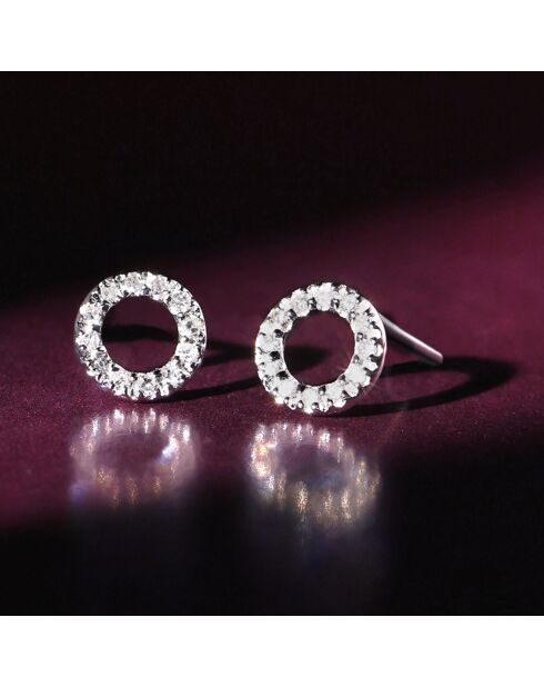 Boucles d'oreilles Simplicité diamants 0.1 ct or blanc