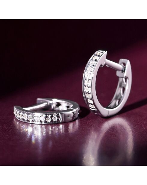 Boucles d'oreilles Anneau pm diamants 0,06 ct or blanc