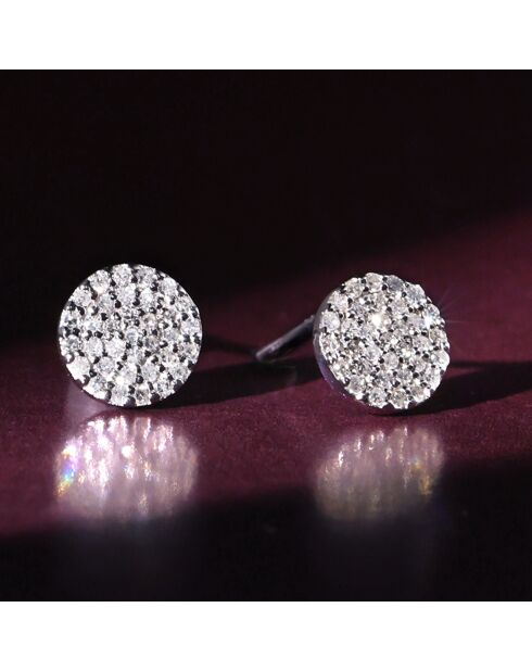 Boucles d'oreilles ronds scintillants Diamants 0.17 ct or blanc