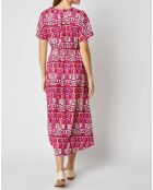 Robe mi-longue Camille cache-cœur framboise/rouge