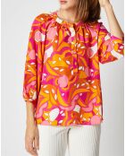 Blouse Juliette ample à motifs mandarine/rose