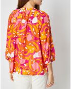 Blouse Juliette ample à motifs mandarine/rose