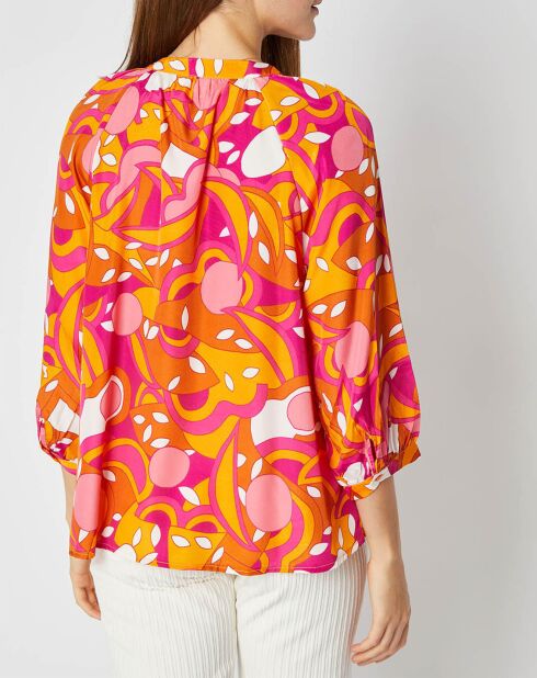 Blouse Juliette ample à motifs mandarine/rose