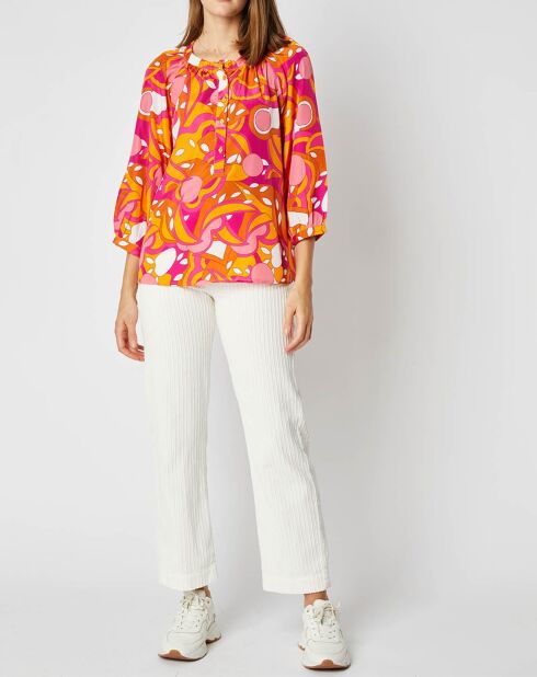 Blouse Juliette ample à motifs mandarine/rose