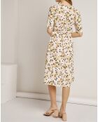 Robe Nina imprimée vert/écru/rose