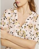Robe Nina imprimée vert/écru/rose