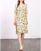 Robe Nina imprimée vert/écru/rose