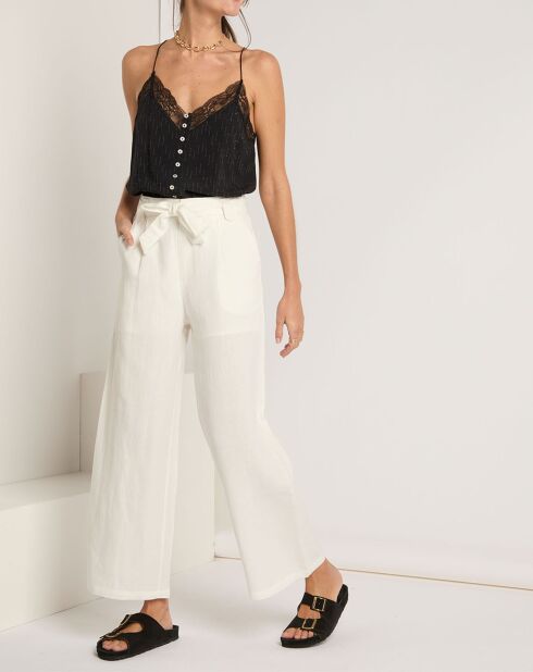 Weiße Hose Elena aus Leinen und Baumwolle