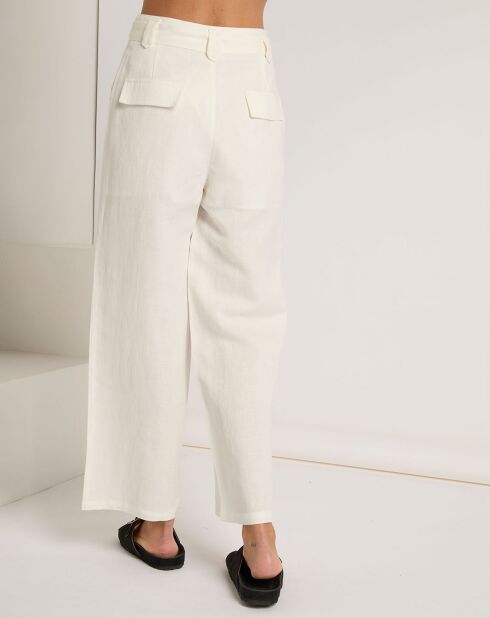 Weiße Hose Elena aus Leinen und Baumwolle