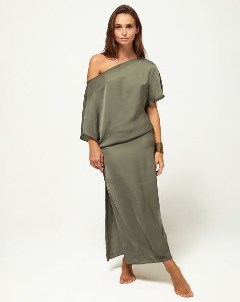 Julia kaki groene jurk