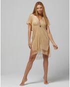 Poncho Court Maille Lurex jaune