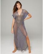 Poncho Long Maille Lurex gris