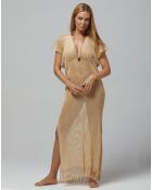Poncho Long Maille Lurex jaune